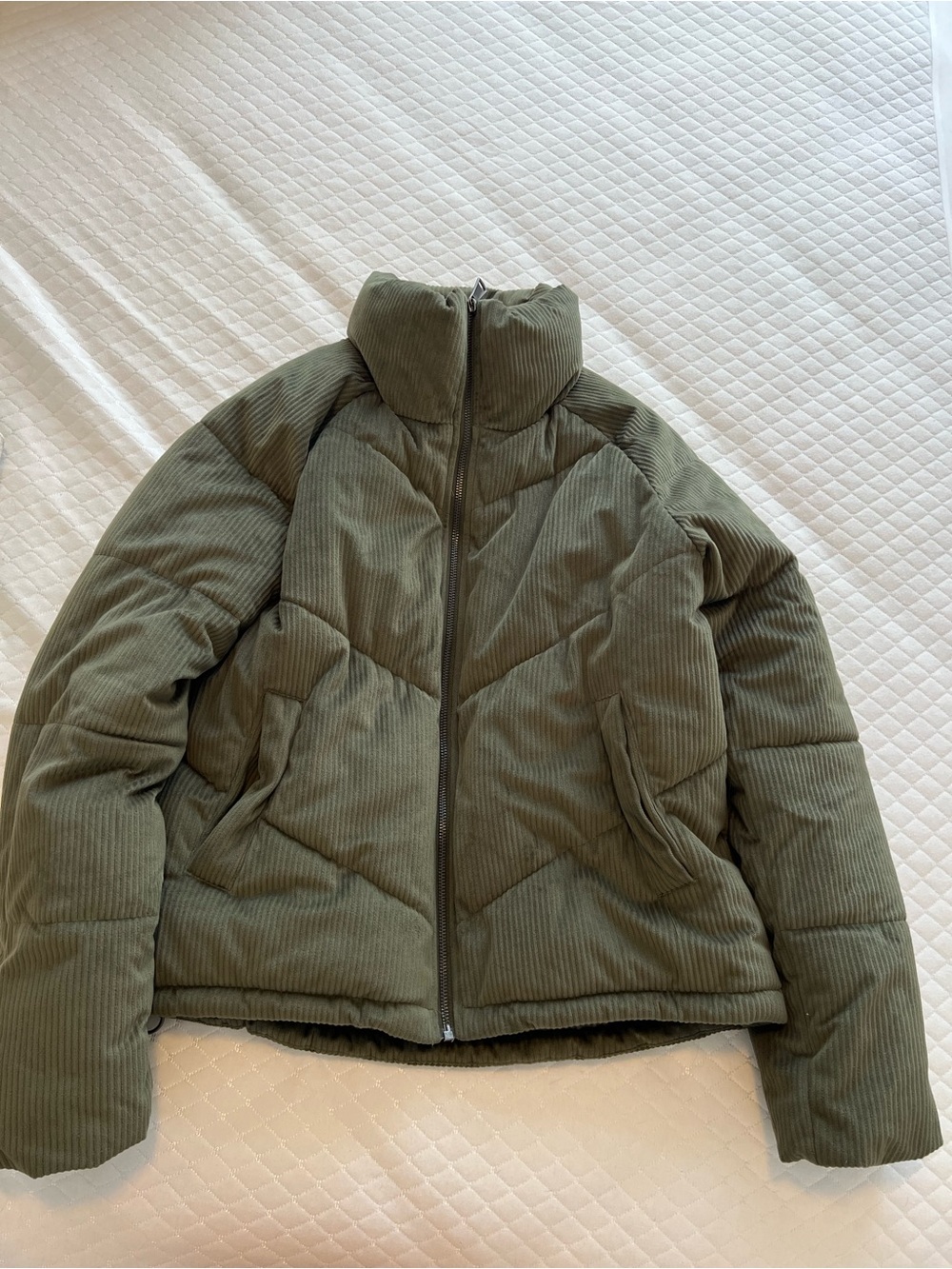 Vero Moda Olive Corduroy Puffer Jacket